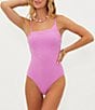 Color:Shell Pink - Image 3 - Athena Terry Shell Jacquard One Piece Swimsuit