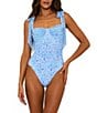 Beach Riot Dede Ruched Mesh Underwire Tie Shoulder One Piece Swimsuit, Color:Iris Petal - Image 1