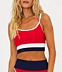 Beach Riot Eva Ribbed Color Block Bandeau Swim Top, Color:Americana - Image 1