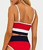 Color:Americana - Image 2 - Eva Ribbed Color Block Bandeau Swim Top