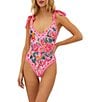 Beach Riot Floral Tie Shoulder Akira One Piece Swimsuit, Color:Passion Floral - Image 1