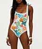 Color:Tropical Sands - Image 1 - Floral Tie Shoulder Shona One Piece Swimsuit