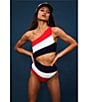 Beach Riot Joyce Color Block One Shoulder One Piece Swimsuit, Color:Americana - Image 6