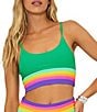 Beach Riot Mae Ribbed Colorblock Scoop Neck Swim Top, Color:Technicolor - Image 1