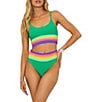 Beach Riot Mae Ribbed Colorblock Scoop Neck Swim Top, Color:Technicolor - Image 3