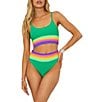 Beach Riot Millie Ribbed Colorblock High Waisted Swim Bottom, Color:Technicolor - Image 3