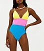 Color:Coral Reef - Image 1 - Ribbed Color Block Wren One Piece Swimsuit