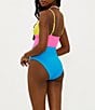 Color:Coral Reef - Image 2 - Ribbed Color Block Wren One Piece Swimsuit