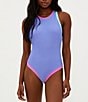 Color:High Tide - Image 1 - Steph Ribbed Colorblock One Piece Swimsuit
