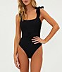 Color:Black - Image 1 - Sydney Belted One Piece Ribbed Swimsuit