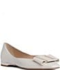Color:Beige - Image 1 - Blair Leather Buckled Bow Ballerina Flats