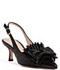 Color:Black - Image 1 - Fiorella Leather Ruffle Bow Sling Pumps