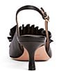 Color:Black - Image 3 - Fiorella Leather Ruffle Bow Sling Pumps