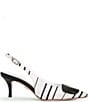 Color:Black/White - Image 2 - Holly Satin Striped Slingback Pumps