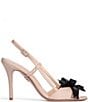 Color:Taupe - Image 2 - Maria Leather Satin Bow Slingback Dress Sandals