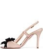 Color:Taupe - Image 4 - Maria Leather Satin Bow Slingback Dress Sandals
