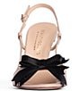 Color:Taupe - Image 5 - Maria Leather Satin Bow Slingback Dress Sandals