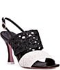 Color:Black/White - Image 1 - Mariella Braided Crochet Slingback Dress Sandals