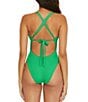 Color:Verde - Image 2 - Baja Mar Lana Cut-Out Bow High Leg One Piece Swimsuit