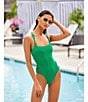 Color:Verde - Image 4 - Baja Mar Lana Cut-Out Bow High Leg One Piece Swimsuit