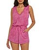 Color:Vivid Pink - Image 1 - Becca By Rebecca Virtue Beach Date V-Neck Sleeveless Swim Cover-Up Romper
