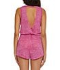 Color:Vivid Pink - Image 2 - Becca By Rebecca Virtue Beach Date V-Neck Sleeveless Swim Cover-Up Romper