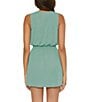 Color:Mineral - Image 2 - Breezy Basics Slub Knit Surplice V-Neck Ruffle Smocked Waist Cover-Up Dress