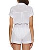 Color:White - Image 2 - Becca By Rebecca Virtue Cabana Solid Texture Woven Button Front Romper Swim Cover-Up