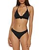 Becca by Rebecca Virtue Becca By Rebecca Virtue Colette Avery Banded Scallop Crochet Halter Swim Top, Color:Black - Image 1