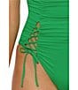 Becca by Rebecca Virtue Becca By Rebecca Virtue Color Code Square Neck Lace-Up Shirred One Piece Swimsuit, Color:Emerald - Image 5
