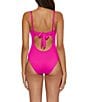 Becca by Rebecca Virtue Becca By Rebecca Virtue Color Code V-Wire Neck Shirred Front One Piece Swimsuit, Color:Azalea - Image 2