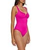 Becca by Rebecca Virtue Becca By Rebecca Virtue Color Code V-Wire Neck Shirred Front One Piece Swimsuit, Color:Azalea - Image 3