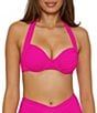 Becca by Rebecca Virtue Becca By Rebecca Virtue Color Code Multi-Way Shirred Underwire Bra Swim Top, Color:Azalea - Image 1
