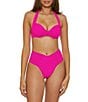 Becca by Rebecca Virtue Becca By Rebecca Virtue Color Code Multi-Way Shirred Underwire Bra Swim Top, Color:Azalea - Image 3