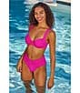 Becca by Rebecca Virtue Becca By Rebecca Virtue Color Code Multi-Way Shirred Underwire Bra Swim Top, Color:Azalea - Image 6