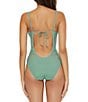 Color:Mineral - Image 2 - Color Play Plunge V-Neck Crochet One Piece Swimsuit