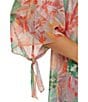 Becca by Rebecca Virtue Becca By Rebecca Virtue Coral Reef Sheer knit Tie Front Kimono Swim Cover-Up, Color:Multi - Image 5