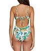 Color:Multi - Image 2 - Isla Verde Evelynn Palm Frond Plunge Cut-Out One Piece Swimsuit