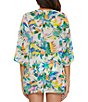 Color:Multi - Image 2 - Isla Verde Sheer Woven Chiffon Palm Frond Swim Cover-Up Tunic