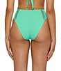 Becca by Rebecca Virtue Becca By Rebecca Virtue Modern Edge Fine Ribbed Texture High Waist Swim Bottom, Color:Aqua Sea - Image 2