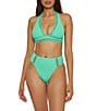 Becca by Rebecca Virtue Becca By Rebecca Virtue Modern Edge Fine Ribbed Texture High Waist Swim Bottom, Color:Aqua Sea - Image 4