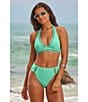 Becca by Rebecca Virtue Becca By Rebecca Virtue Modern Edge Fine Ribbed Texture High Waist Swim Bottom, Color:Aqua Sea - Image 6