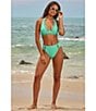 Becca by Rebecca Virtue Becca By Rebecca Virtue Modern Edge Fine Ribbed Texture High Waist Swim Bottom, Color:Aqua Sea - Image 7