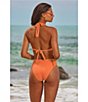 Becca by Rebecca Virtue Becca By Rebecca Virtue Modern Edge Fine Ribbed Texture High Waist Swim Bottom, Color:Coral Rose - Image 9