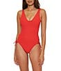Becca by Rebecca Virtue Becca By Rebecca Virtue Modern Edge Sophie Scoop Neck Cut-Out Lace-Up One Piece Swimsuit, Color:Fire - Image 1