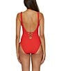 Becca by Rebecca Virtue Becca By Rebecca Virtue Modern Edge Sophie Scoop Neck Cut-Out Lace-Up One Piece Swimsuit, Color:Fire - Image 2