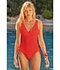 Becca by Rebecca Virtue Becca By Rebecca Virtue Modern Edge Sophie Scoop Neck Cut-Out Lace-Up One Piece Swimsuit, Color:Fire - Image 4