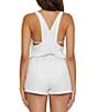 Color:White - Image 2 - Mykonos Solid Texture Rib Knit Romper Swim Cover-Up