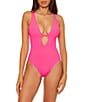 Becca by Rebecca Virtue Becca By Rebecca Virtue Positano Seersucker Texture Reversible One Piece Swimsuit, Color:Multi - Image 2
