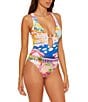 Becca by Rebecca Virtue Becca By Rebecca Virtue Positano Seersucker Texture Reversible One Piece Swimsuit, Color:Multi - Image 5